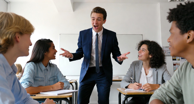 Adult language study holidays in England Brighton with LISA! – learning English in class Adult participants in an English lesson with a teacher during a LISA! language study holiday in Brighton England