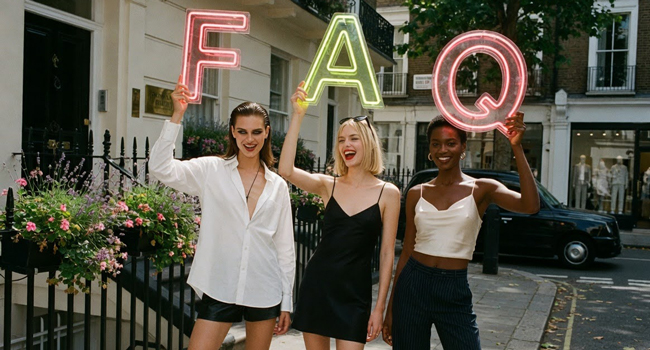  Adults in London England holding FAQ letters during a LISA! language study holiday in the city