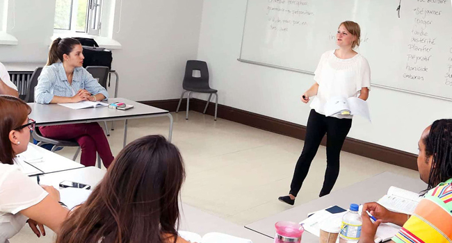 Educational leave Québec Canada with LISA! – learning French in an international learning environment Adults attending a French class in Québec during a LISA! educational leave language study holiday learning in an international group environment