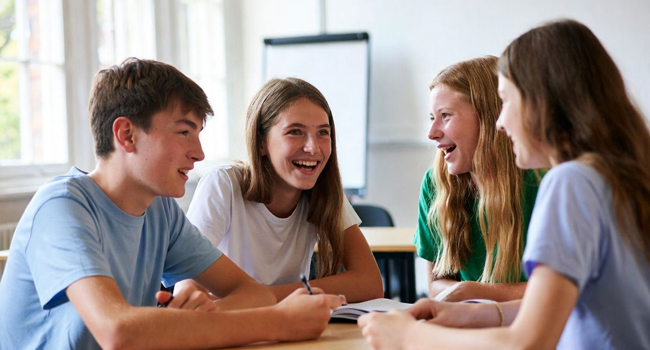 Language study holidays in Portsmouth with LISA! – language school, lessons and effective learning for students Students in an English lesson in Portsmouth during a LISA! language study holiday learning together at a language school