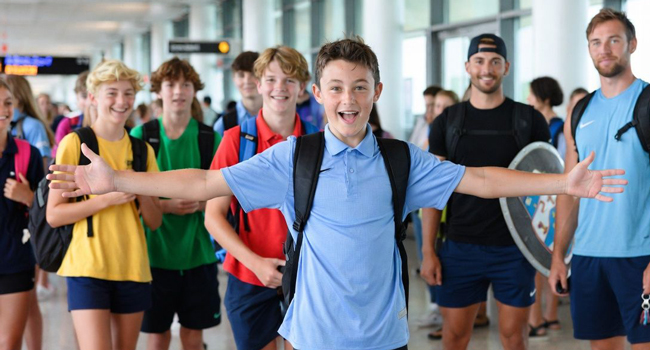 Group of students arriving for a LISA! Italian language course for young learners in Orbetello, Italy
