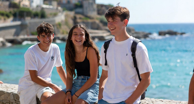 Language study holidays in Italy Tropea for students with LISA! – city, sea and shared experiences Students in Tropea Italy enjoying the city and sea during a LISA! language study holiday