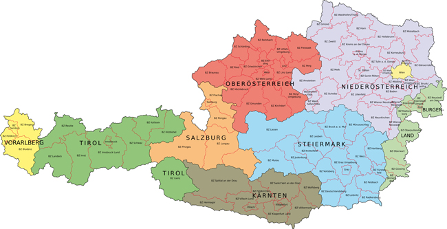 LISA! Sprachreisen Bundesländer Österreich Karte Bundesländer Österreich von LISA! Sprachreisen