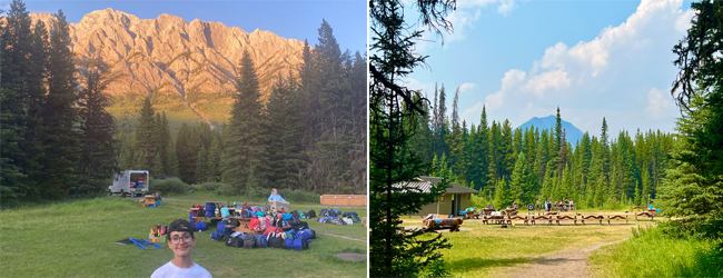Campingplatz mitten in den kanadischen Rocky Mountains bei einer LISA! Schülersprachreise Blick auf den Campingplatz und den Auffbau der Zelt bei einer LISA! Sprachreise für Schüler in Calgary