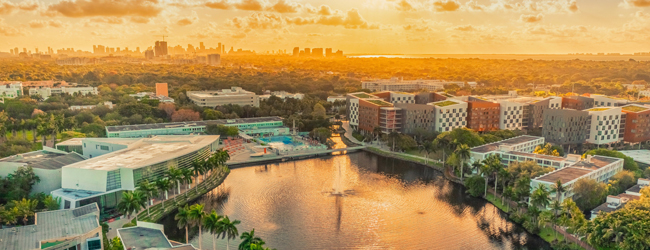 Sonnenuntergang über dem Campusgelände der Universtät in Miami